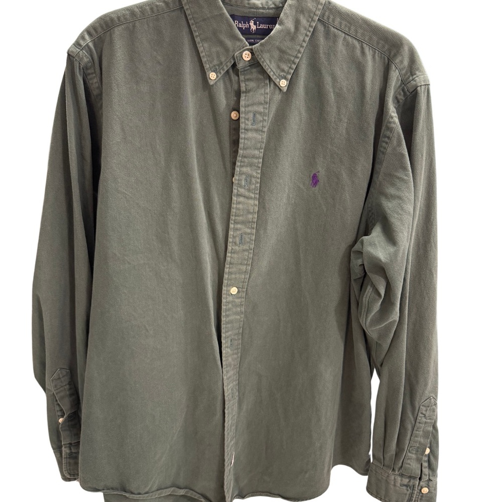 Ralph Lauren Green Casual Button Down Shirt with Relaxed Fit